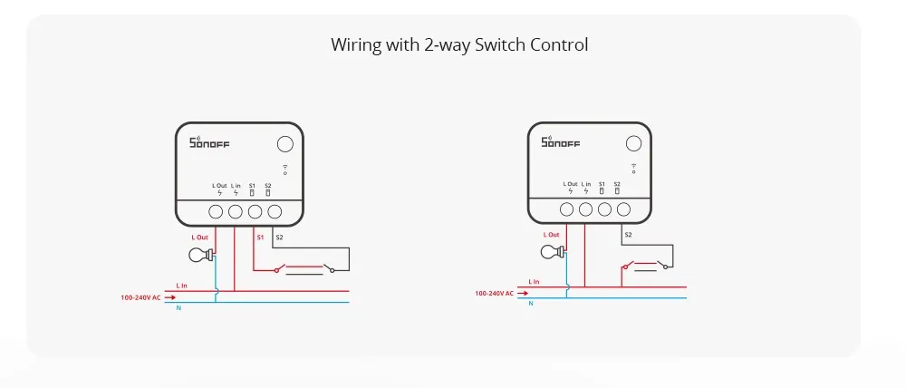 ZBMINIL2-1000px_13-2 Esquema de ligação do dispositivo Mini Zigbee L2 (ZBMINIL2 / Extreme) com um interruptor two-way paralelo